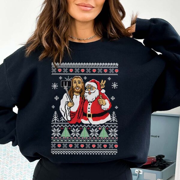 jesus and santa claus sweater
