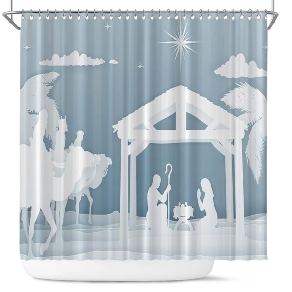 christian christmas shower curtain