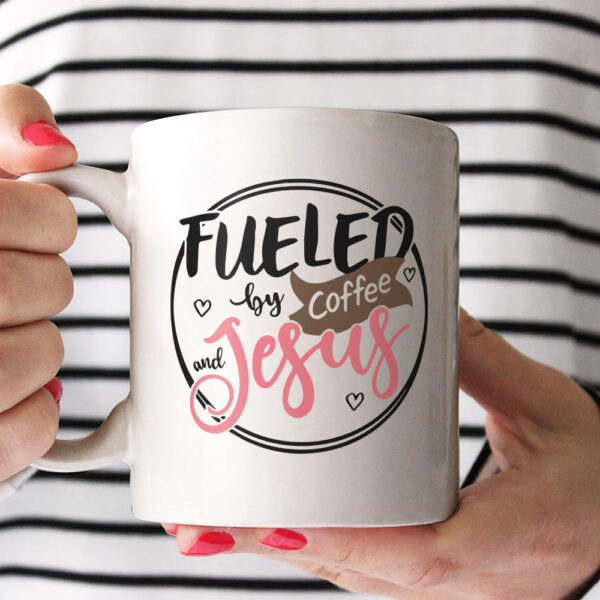 fueled by jesus and coffee mug