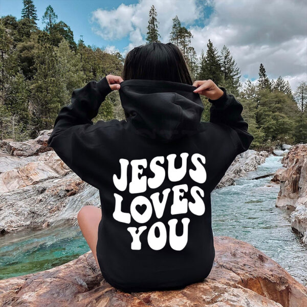 jesus loves you hoodie blue