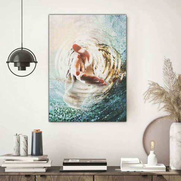 jesus reaching into water canvas