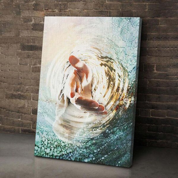 jesus reaching into water canvas