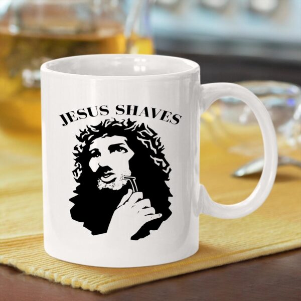 jesus shaves coffee mug