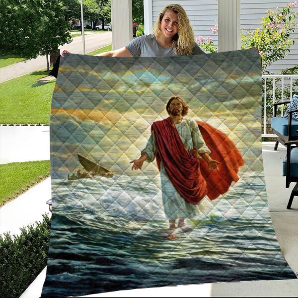 jesus walking on water quilt panel