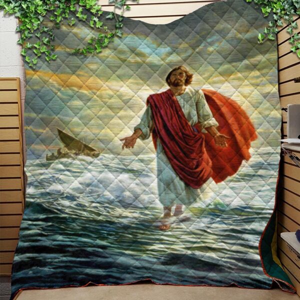 jesus walking on water quilt panel