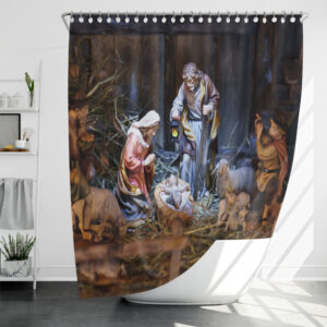 religious christmas shower curtain