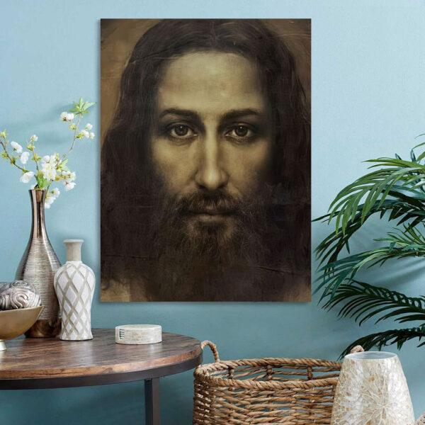 the shroud of turin jesus christ face canvas print